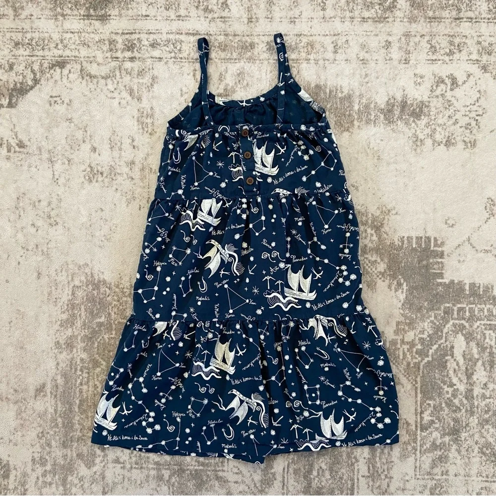 Girl’s Patagonia 100% Organic Cotton Navy Dress White Nautical Pattern Medium‎